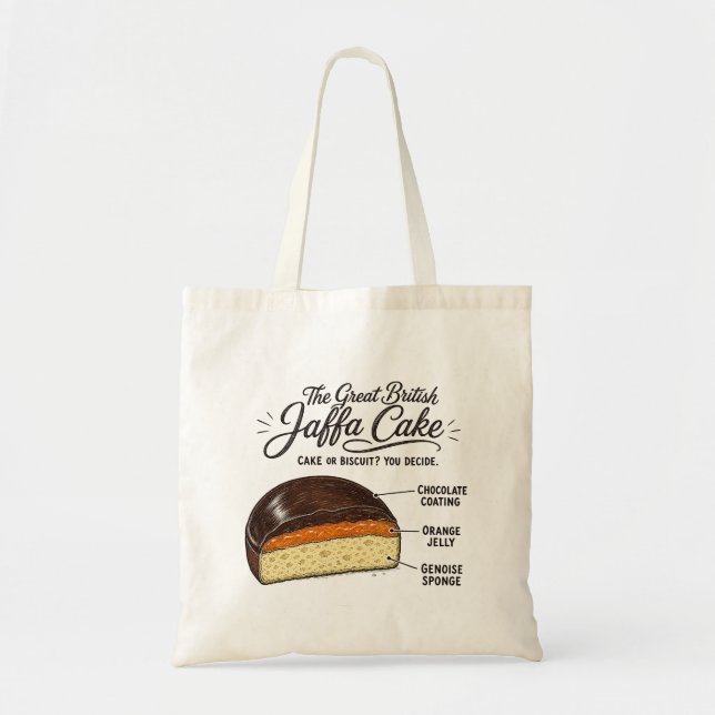 Great British Jaffa Cake - Cake or Biscuit? Tote Bag (Front)