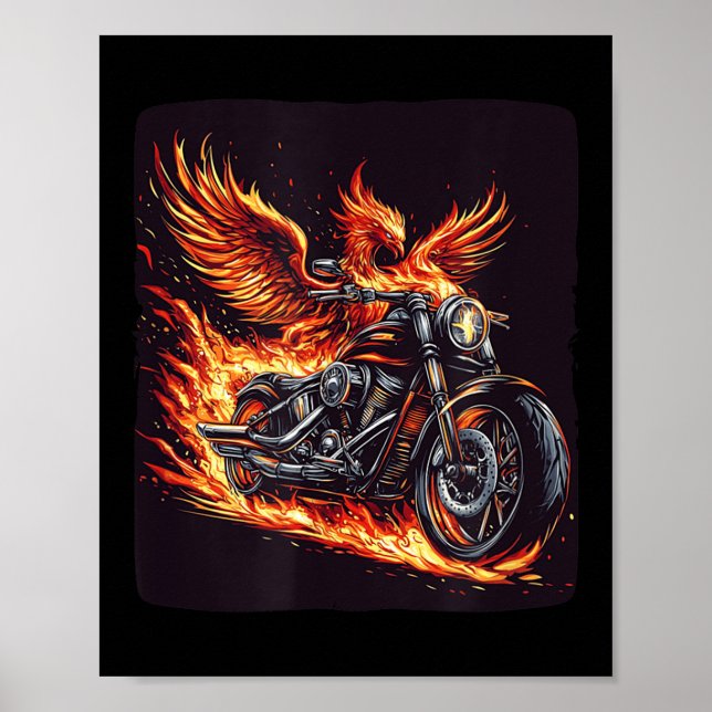 Great Burning Motorcycle For Boys And Girls  Poster (Front)