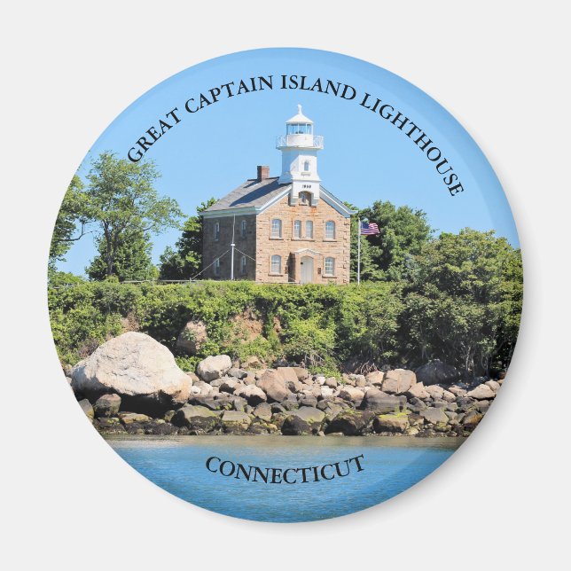 Great Captain Island Lighthouse, CT Round Magnet (Front)