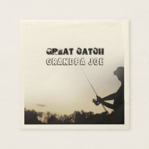 Great Catch - Artsy Fisherman Fishing Personalised Napkin