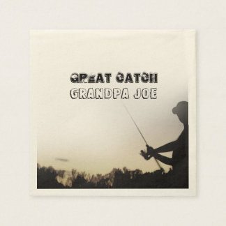 Great Catch - Artsy Fisherman Fishing Personalised Napkin