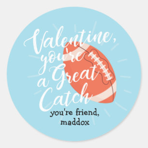 Great Catch Football Valentine Sticker