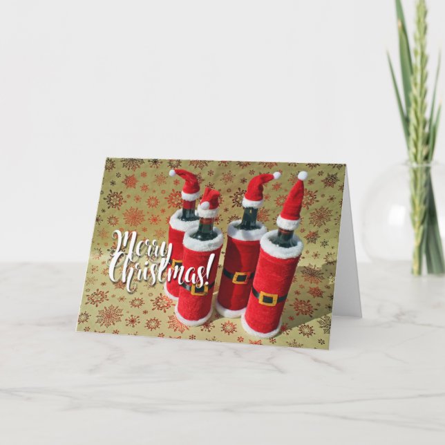Great Christmas Wine Greeting Card! Holiday Card (Front)