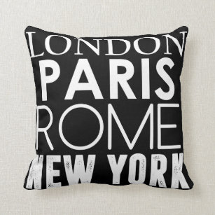 New York London Paris Gifts & Gift Throw Pillow Cover Cute Cartita Travel