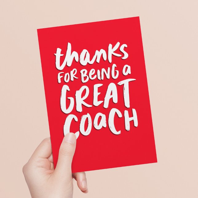 Great coach red handlettered thank you card (Creator Uploaded)