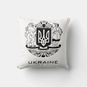 Great Coat of Arms of Ukraine Monochrome Fine Art Cushion