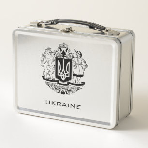 Great Coat of Arms of Ukraine Monochrome Fine Art Metal Lunch Box