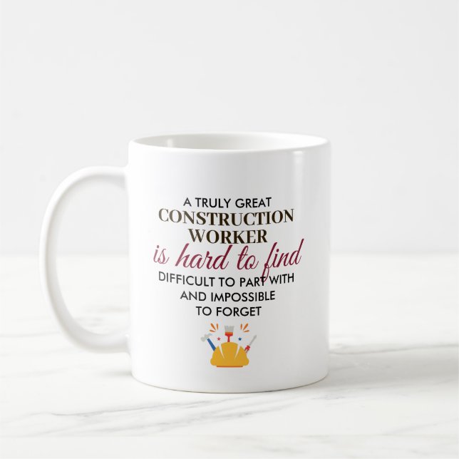 Great Construction Worker Personalised Name Gift Coffee Mug (Left)