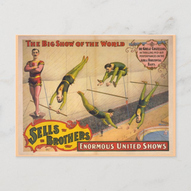 Great Costellos Trapeze Show Circus Poster Postcard (Front)
