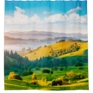 Great countryside landscape in morning light. Loca Shower Curtain