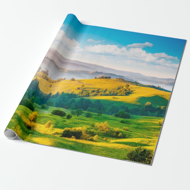 Great countryside landscape in morning light. Loca Wrapping Paper (Unrolled)