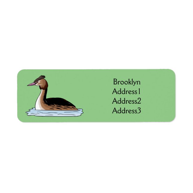 Great crested grebe bird cartoon illustration  (Front)