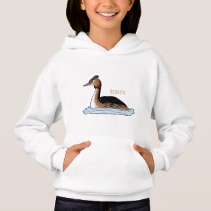 Great crested grebe bird cartoon illustration