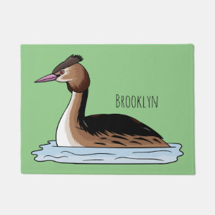 Great crested grebe bird cartoon illustration doormat