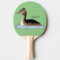 Great crested grebe bird cartoon illustration 
