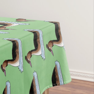 Great crested grebe bird cartoon illustration tablecloth