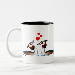 Great Crested Grebes in Love Two-Tone Coffee Mug