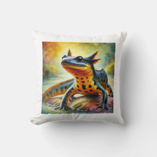 Great Crested Newt 020924AREF132 - Watercolor Cushion