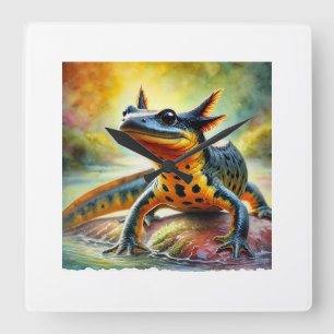 Great Crested Newt 020924AREF132 - Watercolor Square Wall Clock