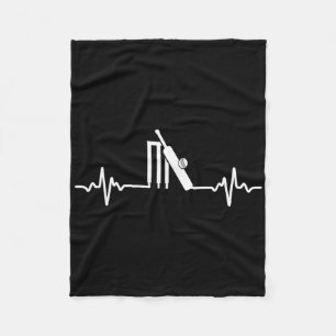 Great Cricket Heartbeat Design Gift Cricket Player Fleece Blanket