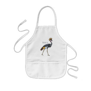 Great crowned crane bird cartoon illustration kids apron