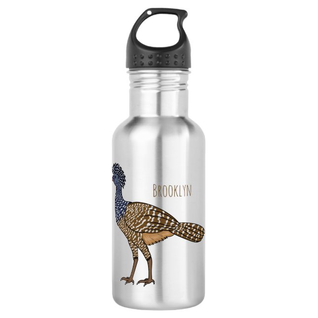 Great curassow bird cartoon illustration  532 ml water bottle (Front)