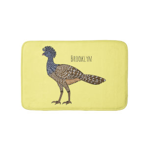 Great curassow bird cartoon illustration bath mat