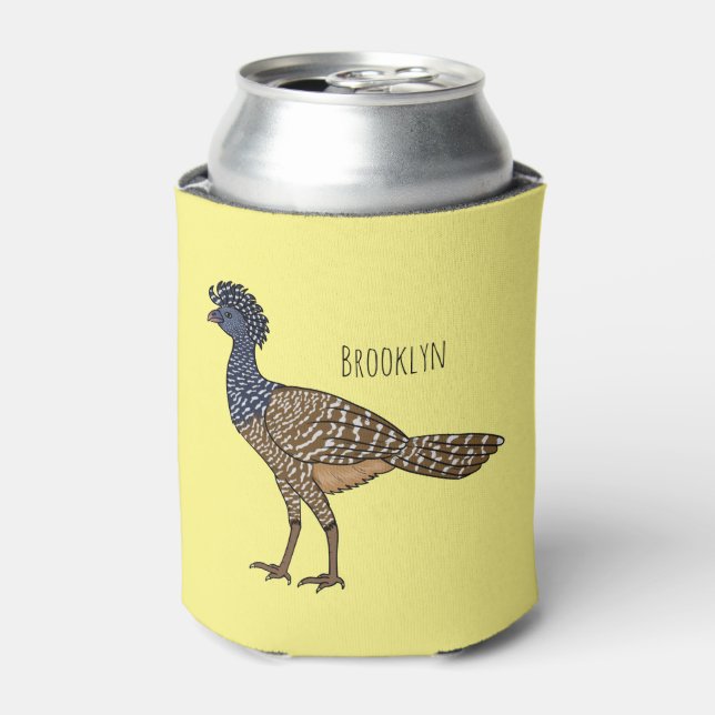 Great curassow bird cartoon illustration  can cooler (Can Front)