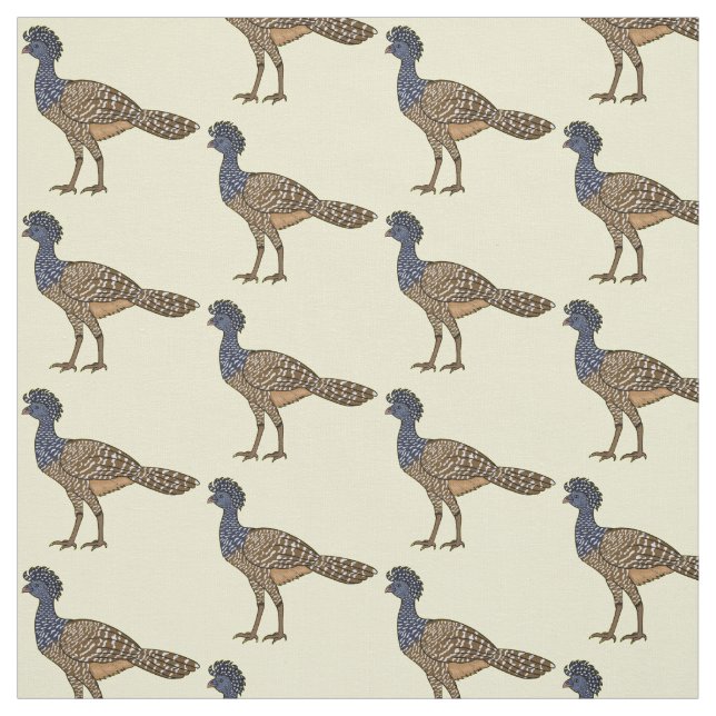 Great curassow bird cartoon illustration  fabric (Swatch)