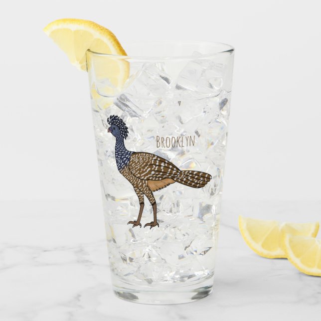 Great curassow bird cartoon illustration glass (Front Ice)