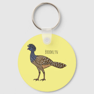 Great curassow bird cartoon illustration key ring