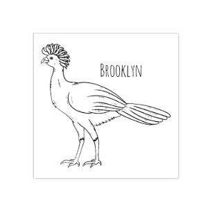 Great curassow bird cartoon illustration rubber stamp