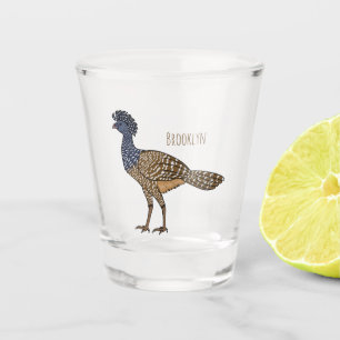 Great curassow bird cartoon illustration shot glass
