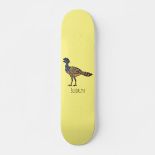 Great curassow bird cartoon illustration  skateboard