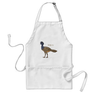 Great curassow bird cartoon illustration standard apron