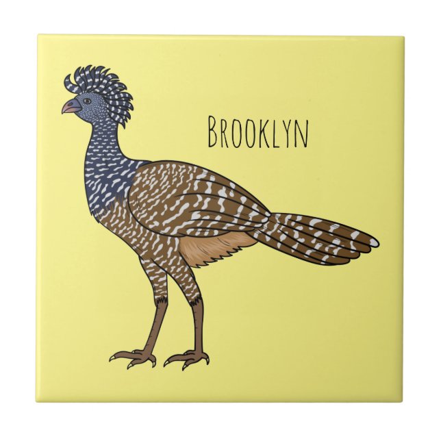 Great curassow bird cartoon illustration  tile (Front)