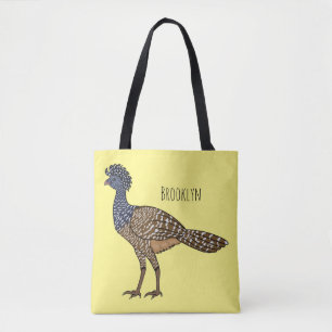 Great curassow bird cartoon illustration tote bag