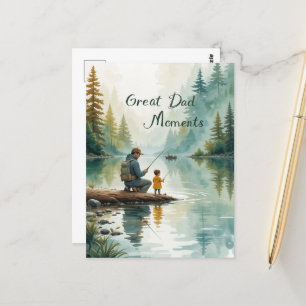 Great Dad Great Memories Lake Fishing Fathers Day  Postcard