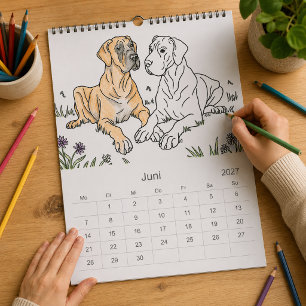 Great Dane 18-Month Colouring Personalised Calendar