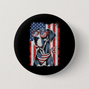 Great Dane 4th Of July Dog Patriotic Usa Flag Man 6 Cm Round Badge