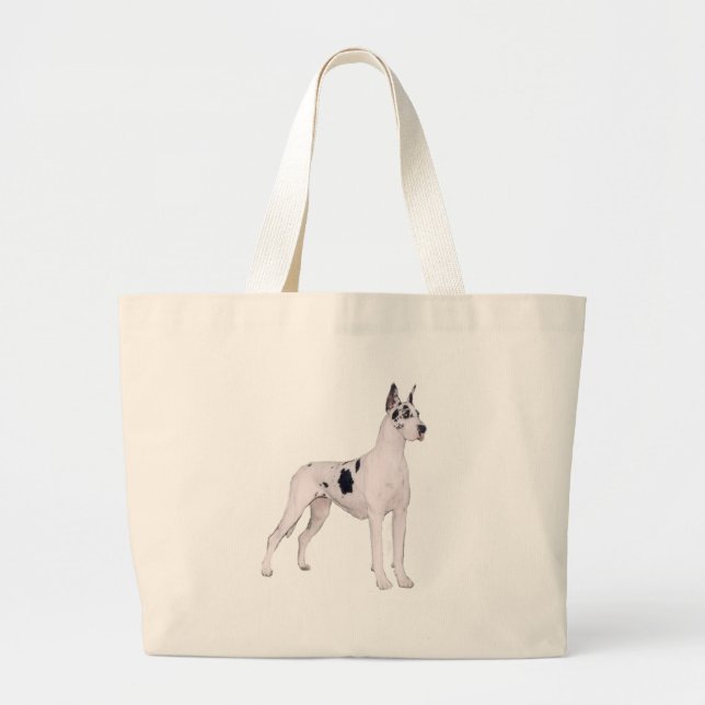 Great Dane (A) - Harlequin standing Large Tote Bag (Front)