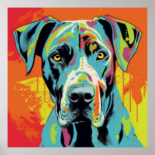 Great Dane Abstract Pop Art Colourful Poster