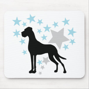 Great Dane and a Star Heart Mouse Mat