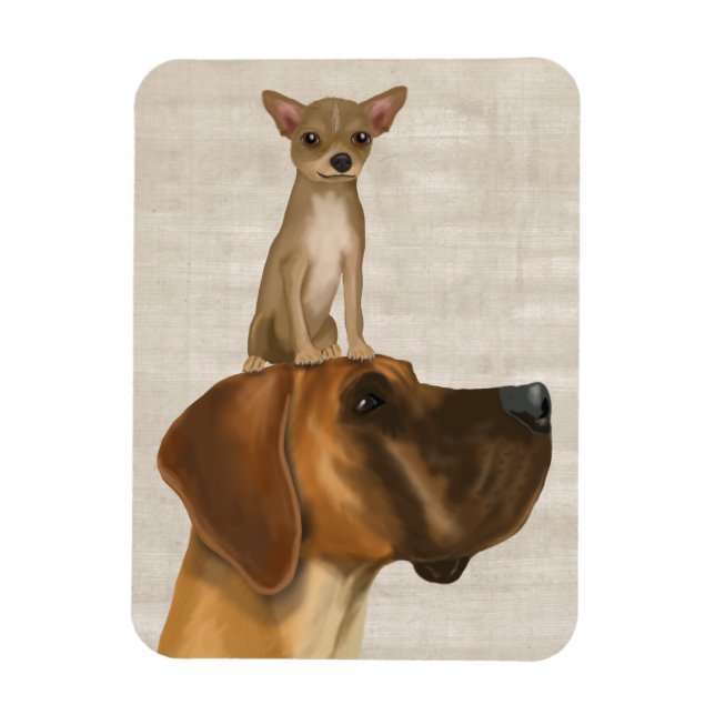 Great Dane and Chihuahua 2 Magnet (Vertical)