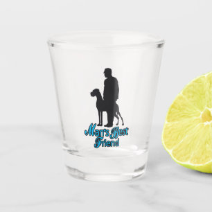 Great Dane and man Shot Glass