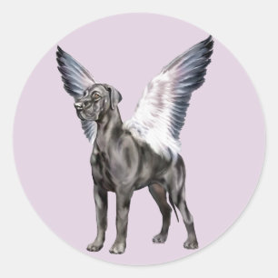 Great Dane Angel Black Classic Round Sticker