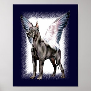 Great Dane Angel Black Poster