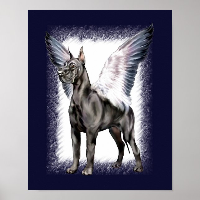 Great Dane Angel Black Poster (Front)