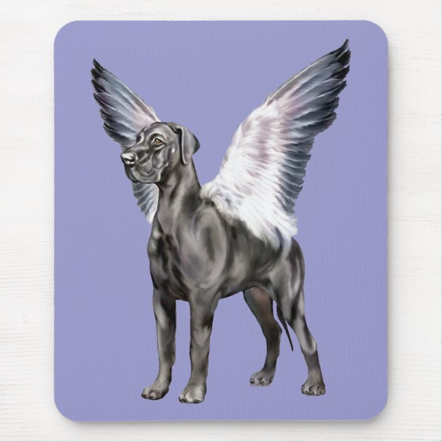 Great Dane Angel Black UC Mouse Mat (Front)