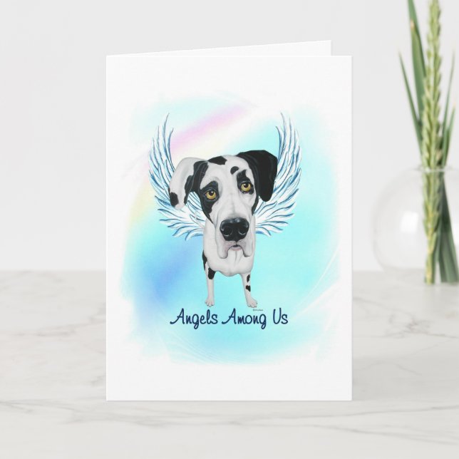 Great Dane Angel Dog Pet Loss Sympathy Card (Front)